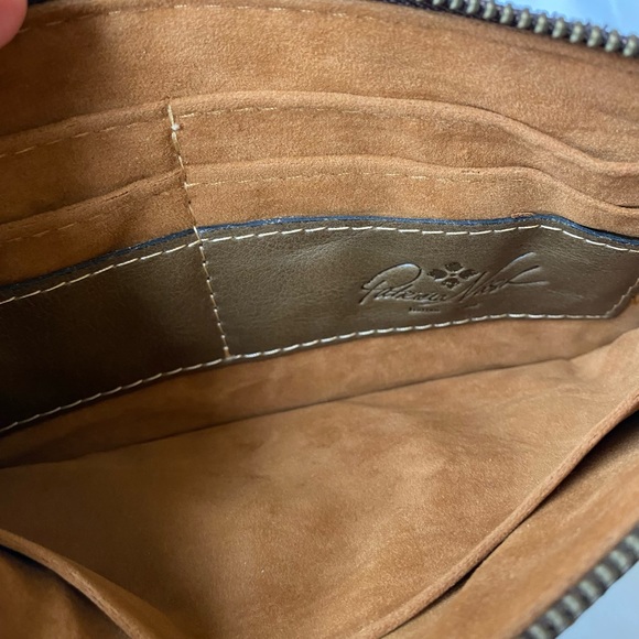 Patricia Nash Brown Embossed Leather Clutch Wristlet Purse - Picture 4 of 5